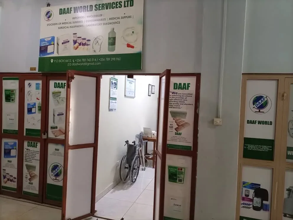 DAAF World Services Ltd storefront and showroom in Wandegeya, Kampala